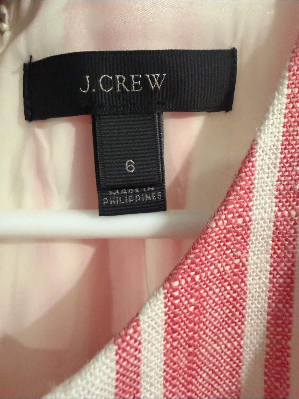 J. Crew Red and White Striped Linen Blend Flounce Dress